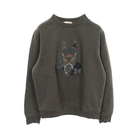 HERMES Quarterb'H Brushed Back Cotton Sweatshirt Gray Size M