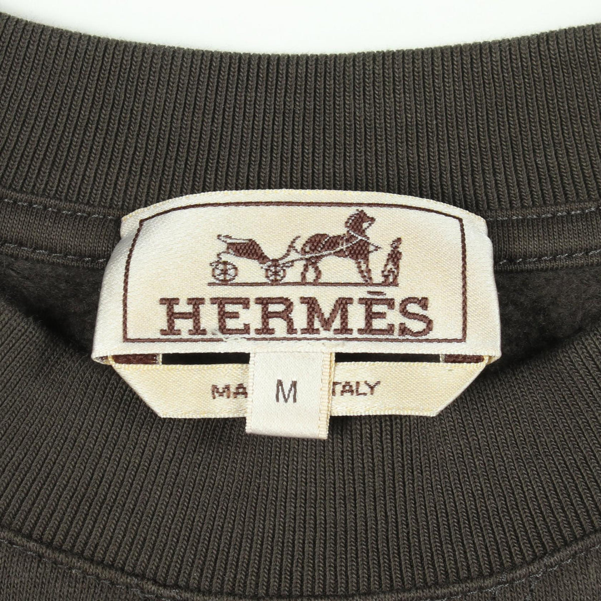 HERMES Quarterb'H Brushed Back Cotton Sweatshirt Gray Size M