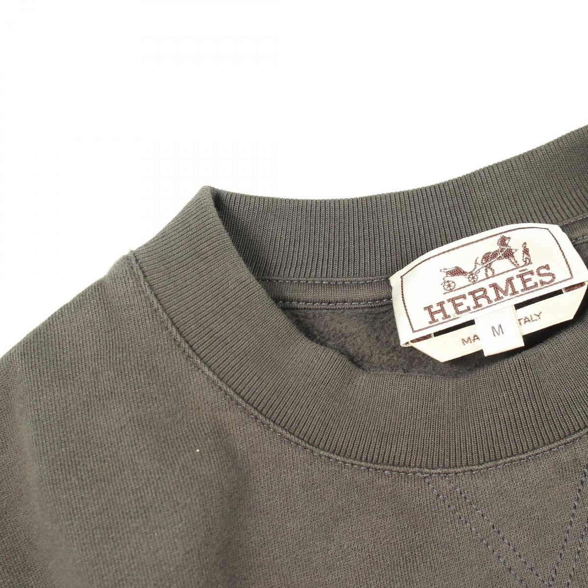 HERMES Quarterb'H Brushed Back Cotton Sweatshirt Gray Size M