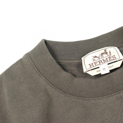 HERMES Quarterb'H Brushed Back Cotton Sweatshirt Gray Size M