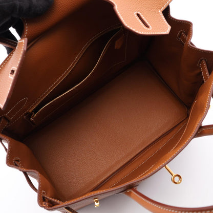 HERMES Birkin 30 Gold Togo Leather Bag
