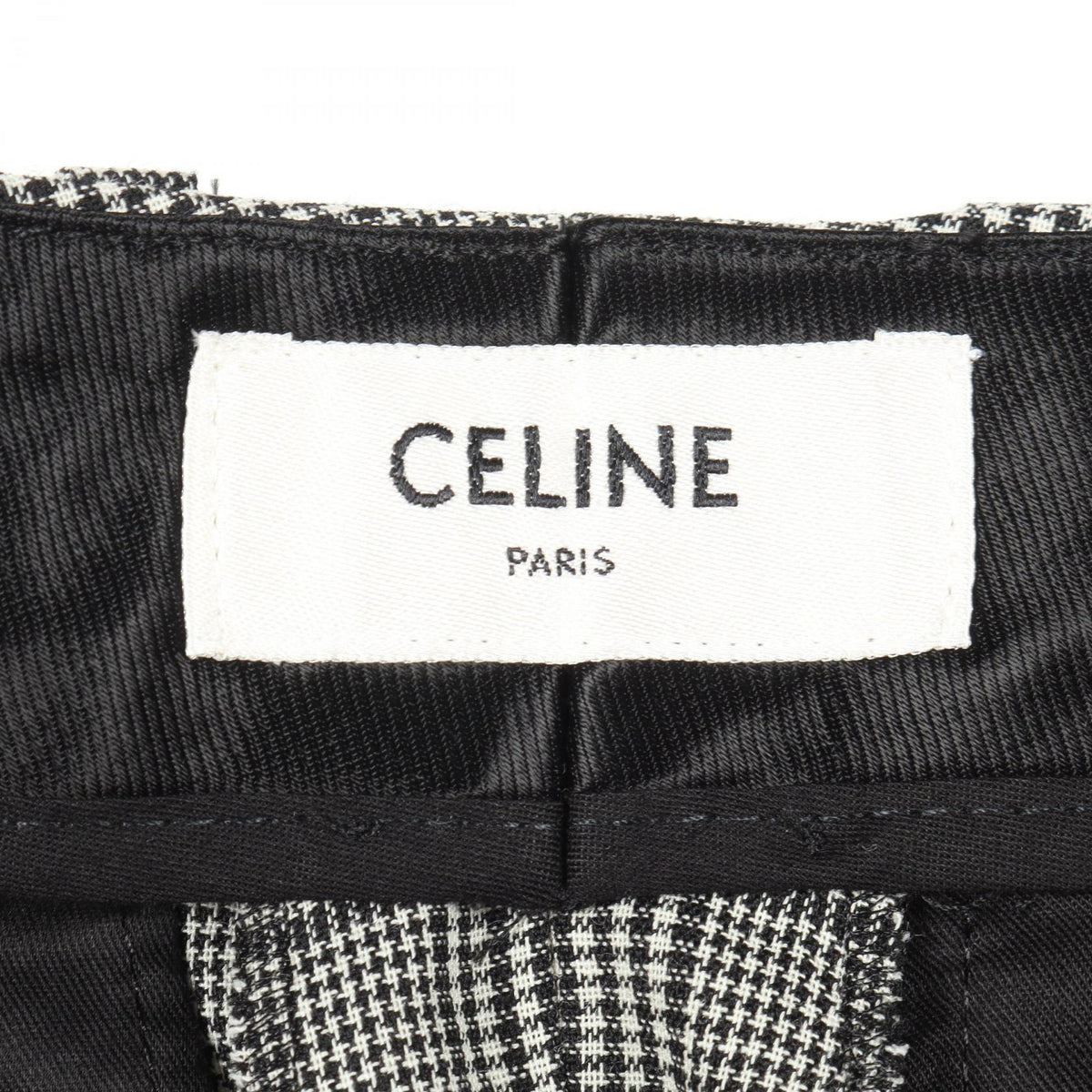 CELINE Glen Check Wool Flare Pants Size 44