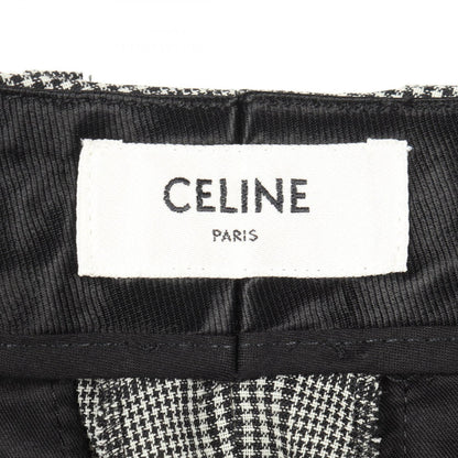 CELINE Glen Check Wool Flare Pants Size 44