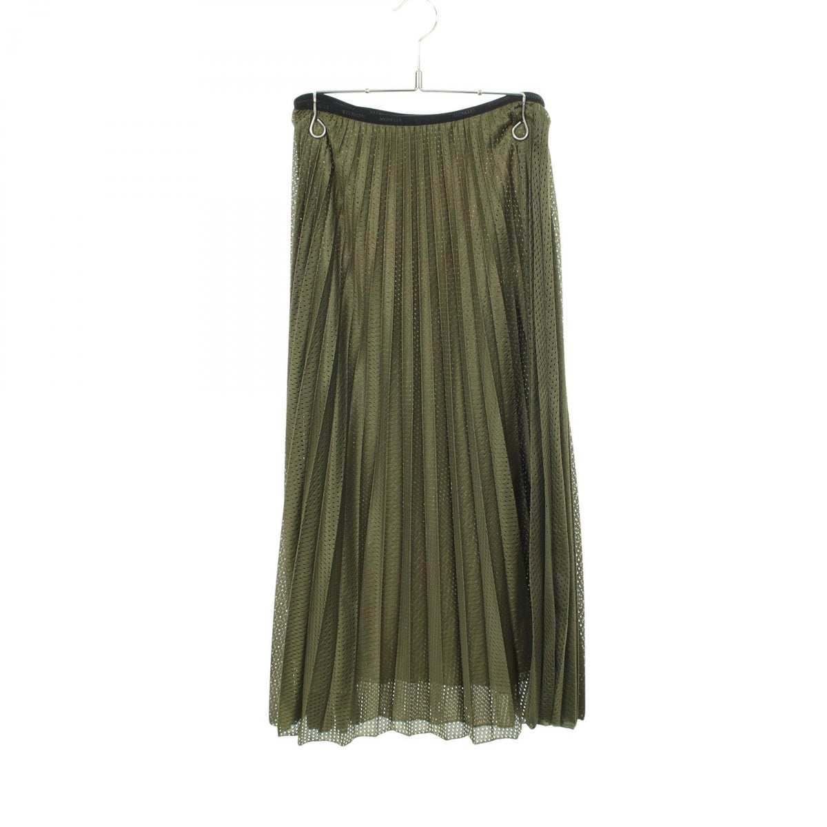 MONCLER GONNA Mesh Pleated Midi Skirt Green Size 38
