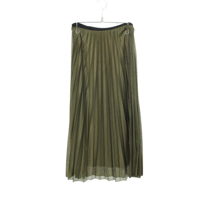 MONCLER GONNA Mesh Pleated Midi Skirt Green Size 38