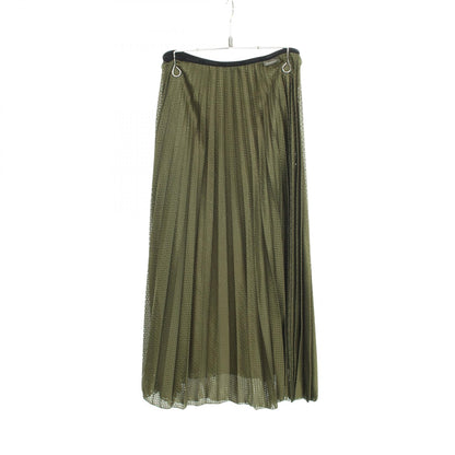 MONCLER GONNA Mesh Pleated Midi Skirt Green Size 38