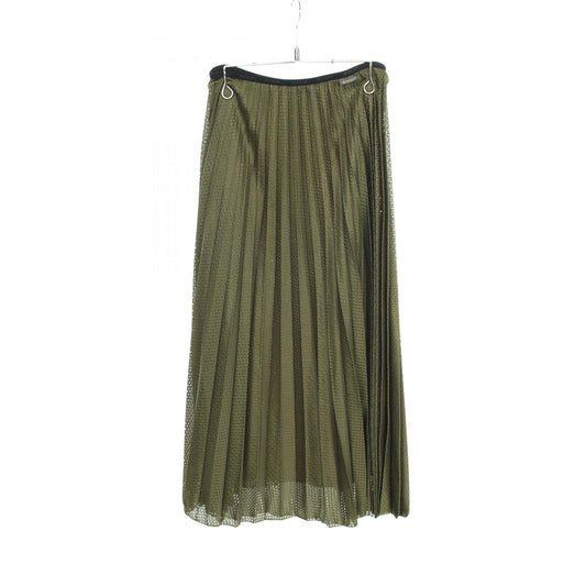 MONCLER GONNA Mesh Pleated Midi Skirt Green Size 38