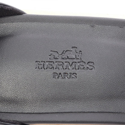 HERMES Rythme Leather Wedge Sandals Size 38