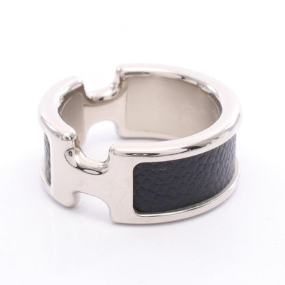 HERMES Olympe PM Leather Metal Ring Silver Size JP 11.5