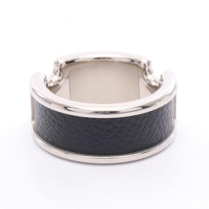 HERMES Olympe PM Leather Metal Ring Silver Size JP 11.5