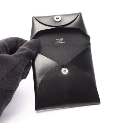 HERMES Bastia Box Calf Wallet Black