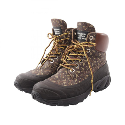 BURBERRY TB Monogram Arthur Leather Boots Brown Size 39