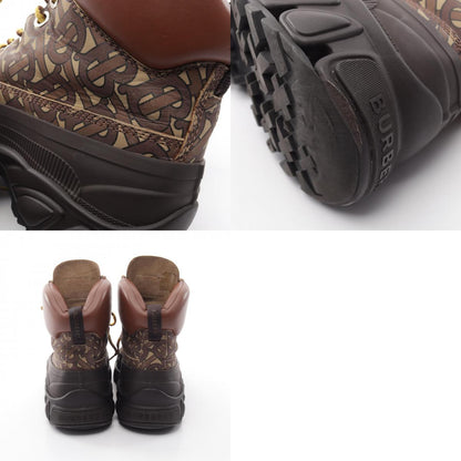 BURBERRY TB Monogram Arthur Leather Boots Brown Size 39