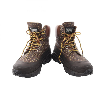 BURBERRY TB Monogram Arthur Leather Boots Brown Size 39