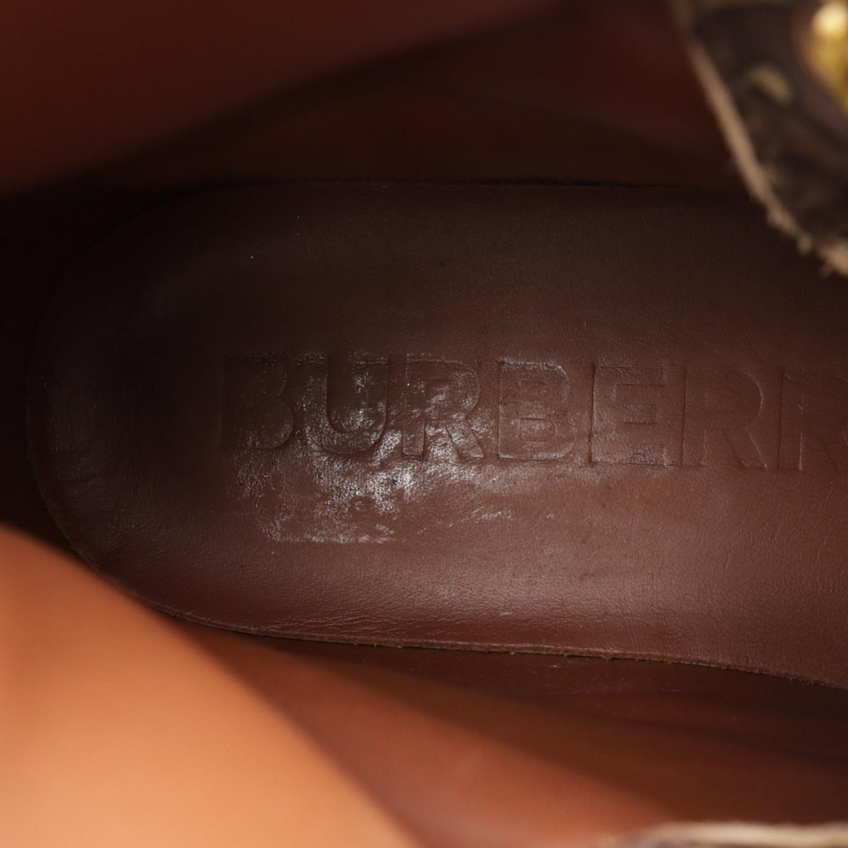 BURBERRY TB Monogram Arthur Leather Boots Brown Size 39
