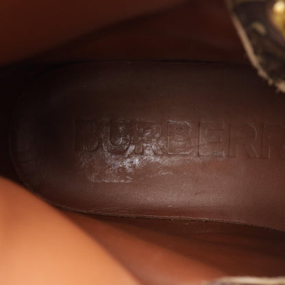BURBERRY TB Monogram Arthur Leather Boots Brown Size 39