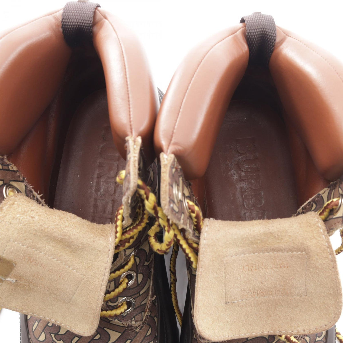 BURBERRY TB Monogram Arthur Leather Boots Brown Size 39