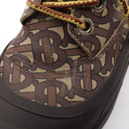 BURBERRY TB Monogram Arthur Leather Boots Brown Size 39