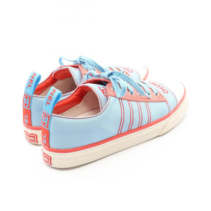 CHANEL Canvas Sneakers Blue Red Size 38