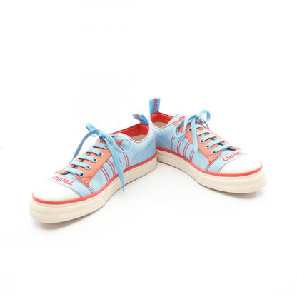 CHANEL Canvas Sneakers Blue Red Size 38