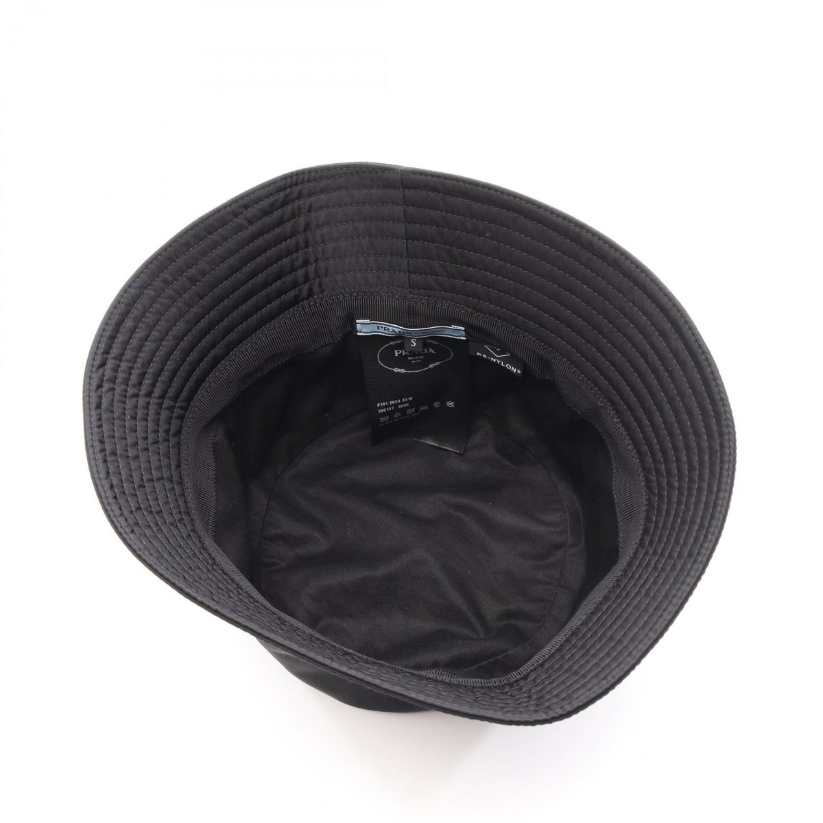 PRADA Re-Nylon Triangle Plate Bucket Hat Size S