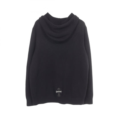 CHROME HEARTS Leather Cross Patch Hoodie Black Size L