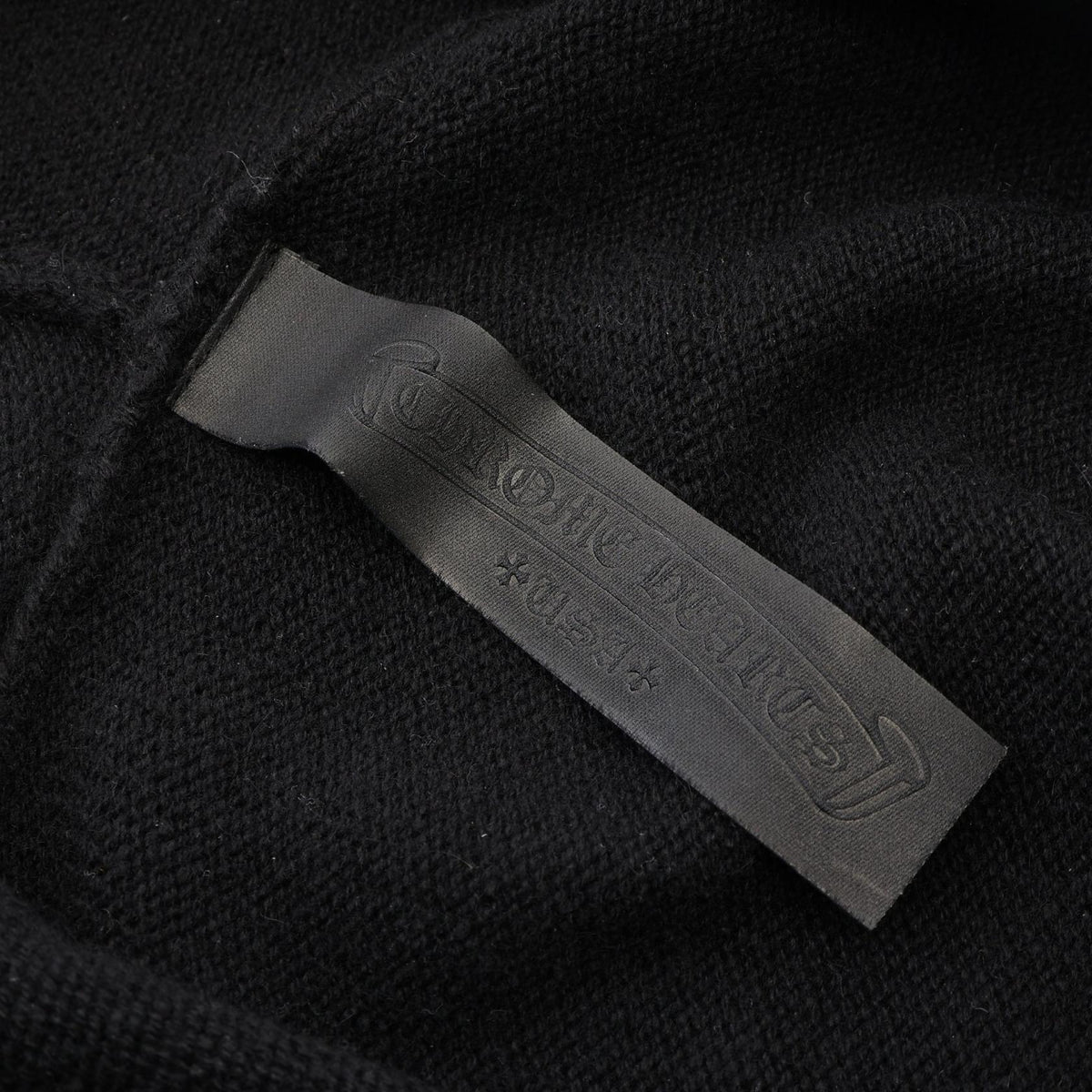CHROME HEARTS Leather Cross Patch Hoodie Black Size L