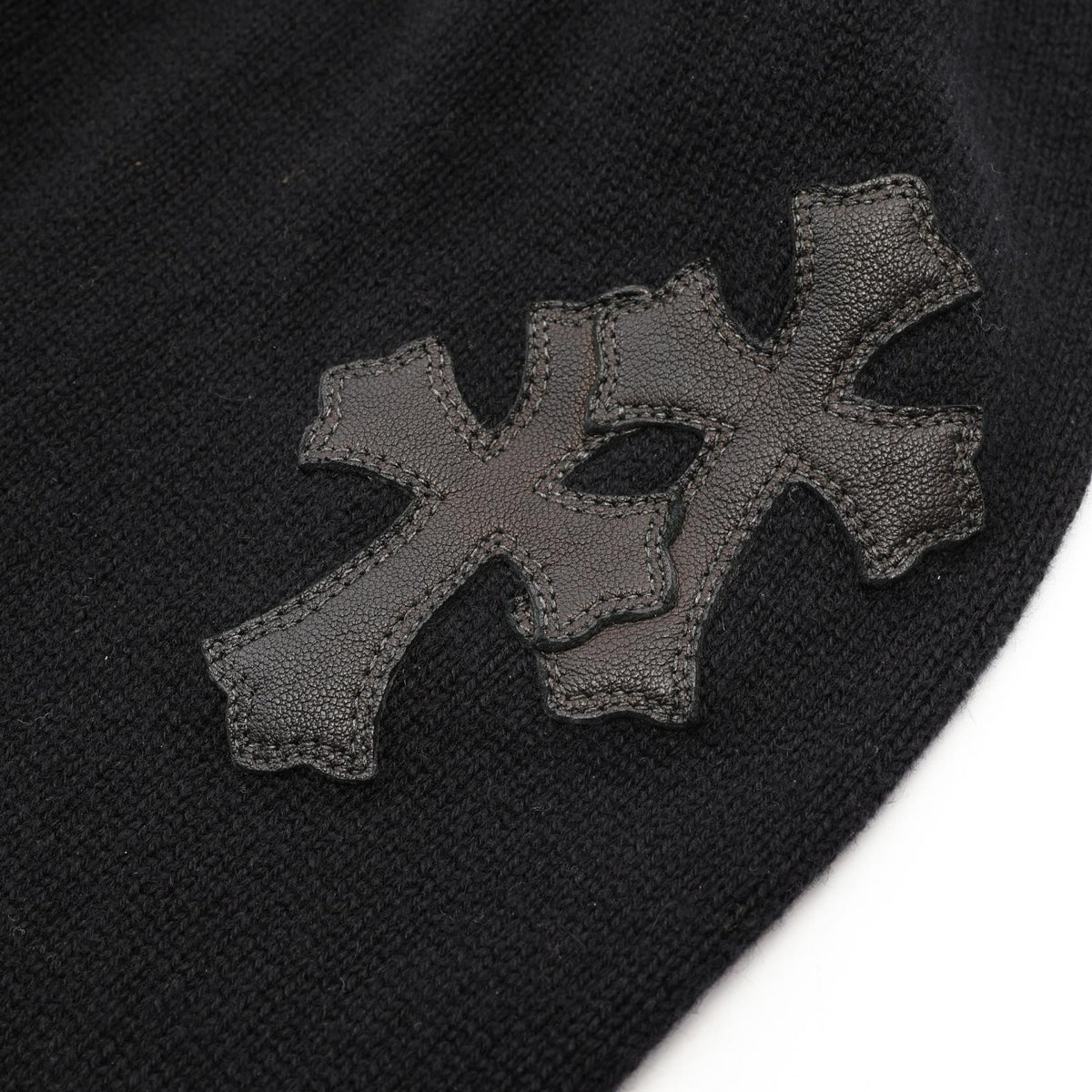 CHROME HEARTS Leather Cross Patch Hoodie Black Size L