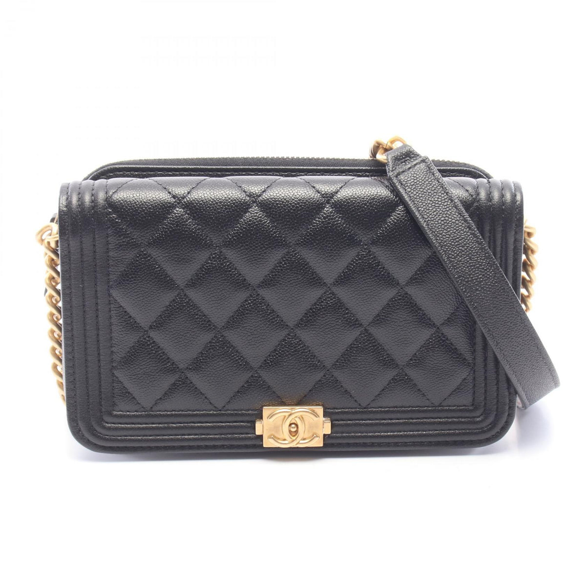 CHANEL Boy Chanel Caviar Phone Bag Black