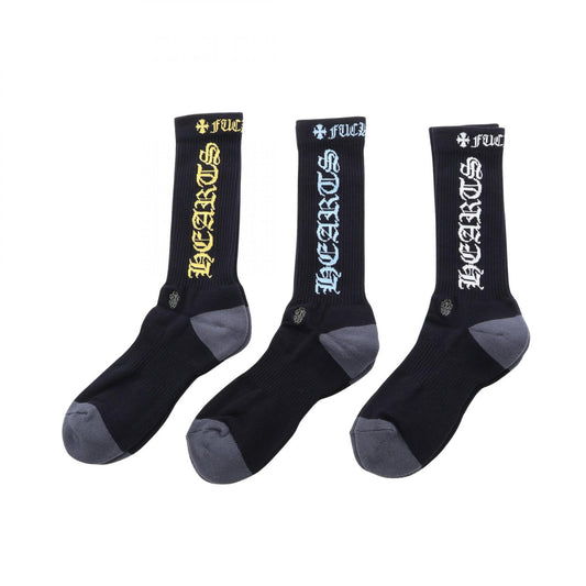 CHROME HEARTS Logo Embroidered Socks Black Size L/JP27~30