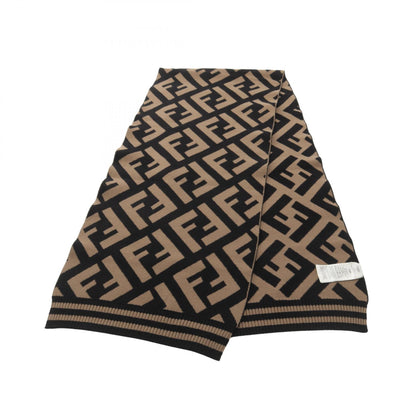FENDI Zucca Wool Rayon Scarf Brown Black