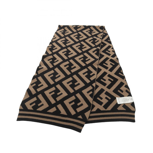 FENDI Zucca Wool Rayon Scarf Brown Black