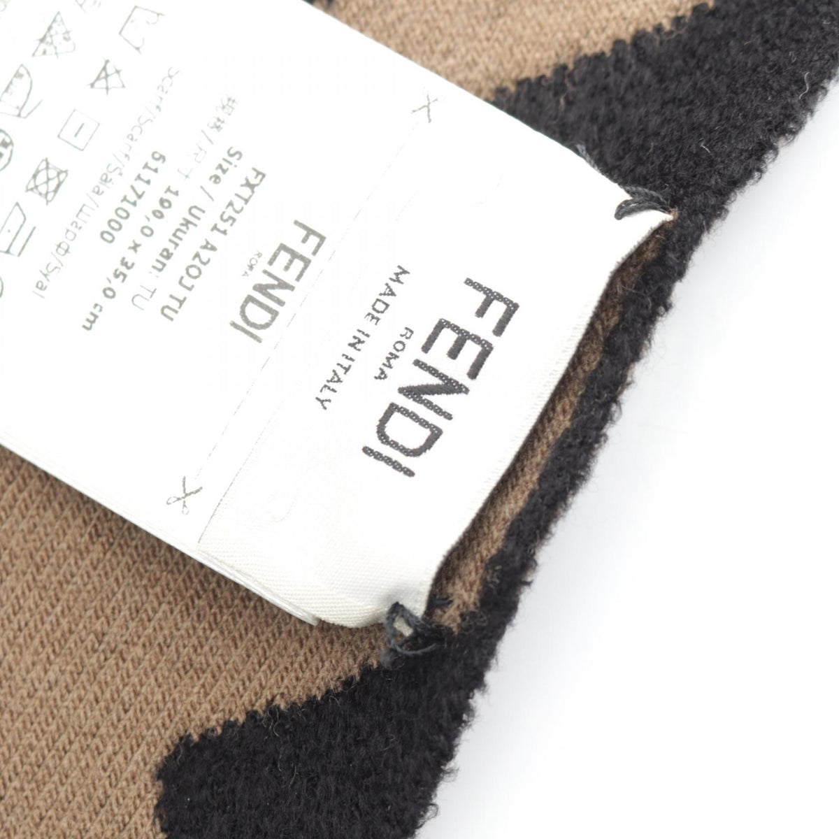 FENDI Zucca Wool Rayon Scarf Brown Black