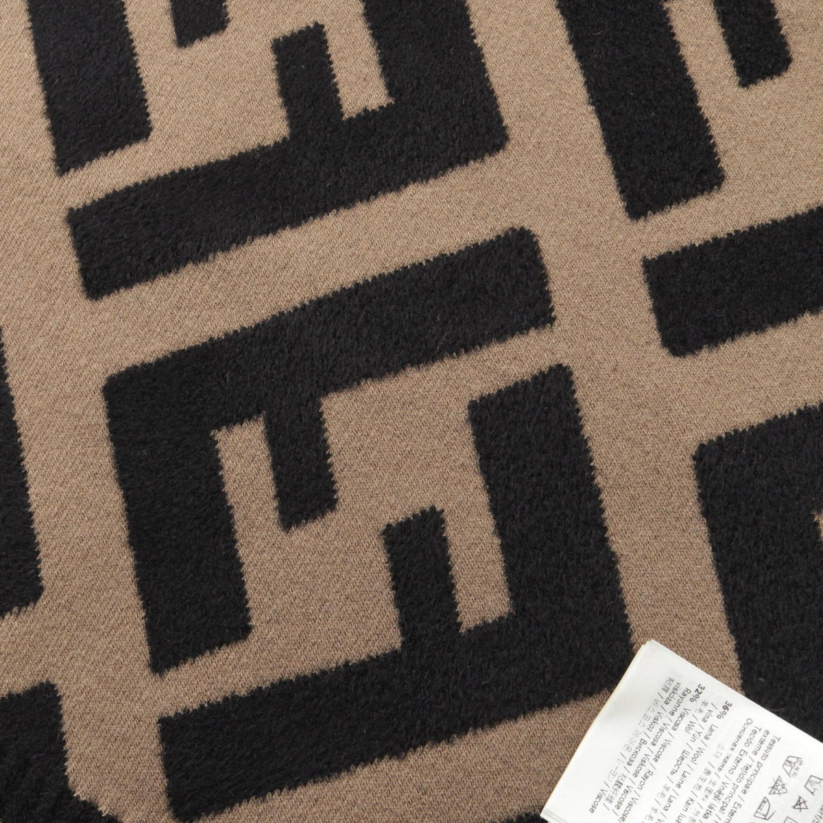 FENDI Zucca Wool Rayon Scarf Brown Black