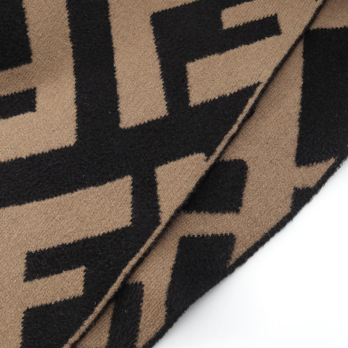 FENDI Zucca Wool Rayon Scarf Brown Black
