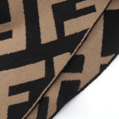 FENDI Zucca Wool Rayon Scarf Brown Black