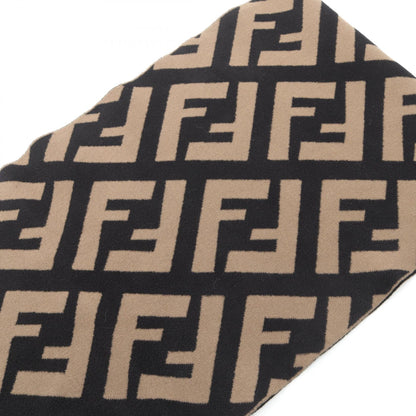 FENDI Zucca Wool Rayon Scarf Brown Black