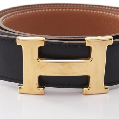 HERMES Constance Reversible H Belt Black/Brown Size 75