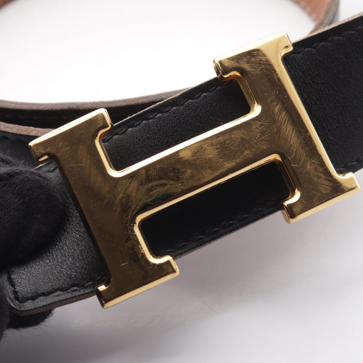 HERMES Constance Reversible H Belt Black/Brown Size 75