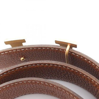 HERMES Constance Reversible H Belt Black/Brown Size 75