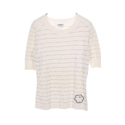 CHANEL Coco Mark Cotton Sweater White/Black Size 36