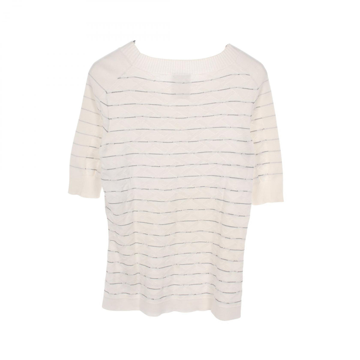 CHANEL Coco Mark Cotton Sweater White/Black Size 36
