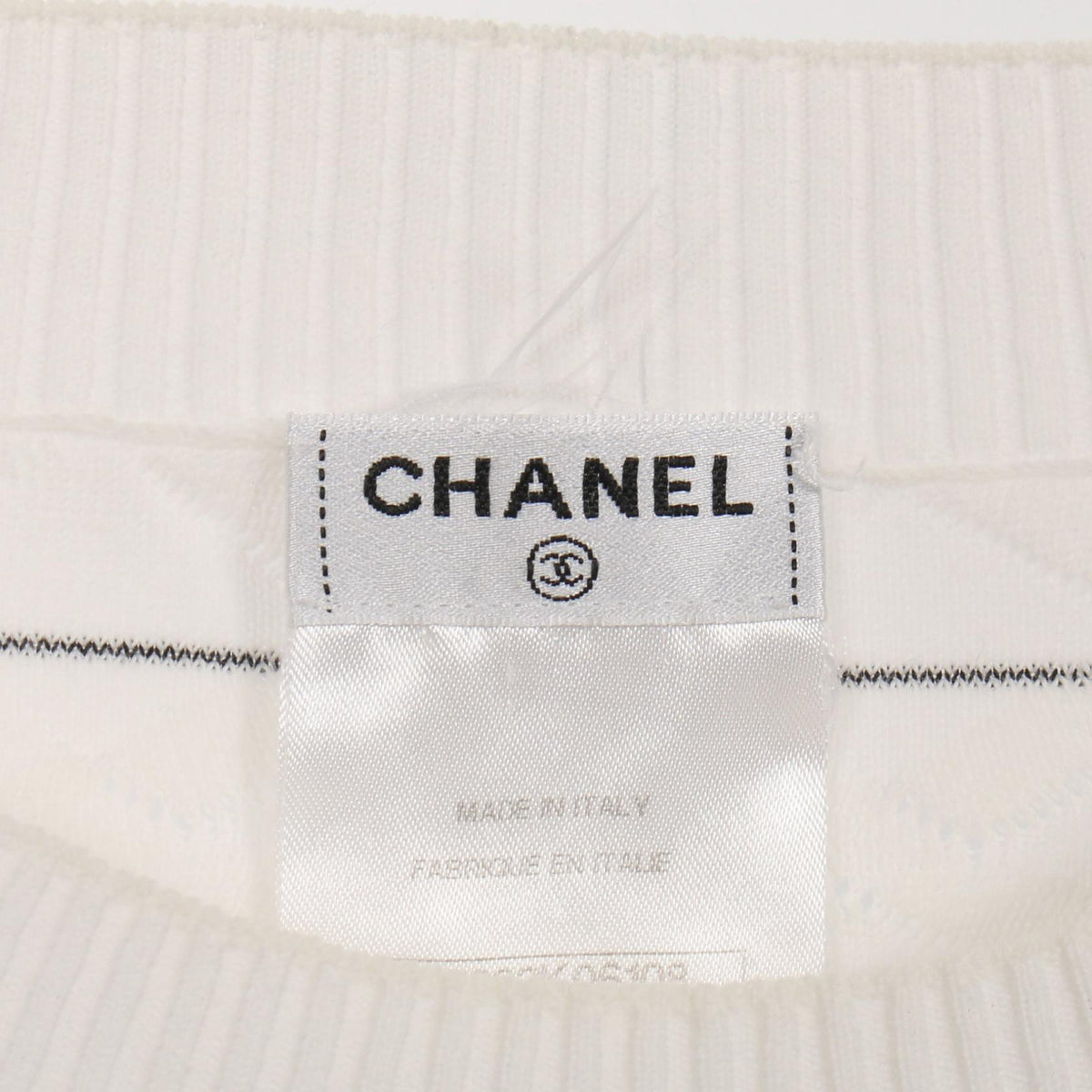CHANEL Coco Mark Cotton Sweater White/Black Size 36