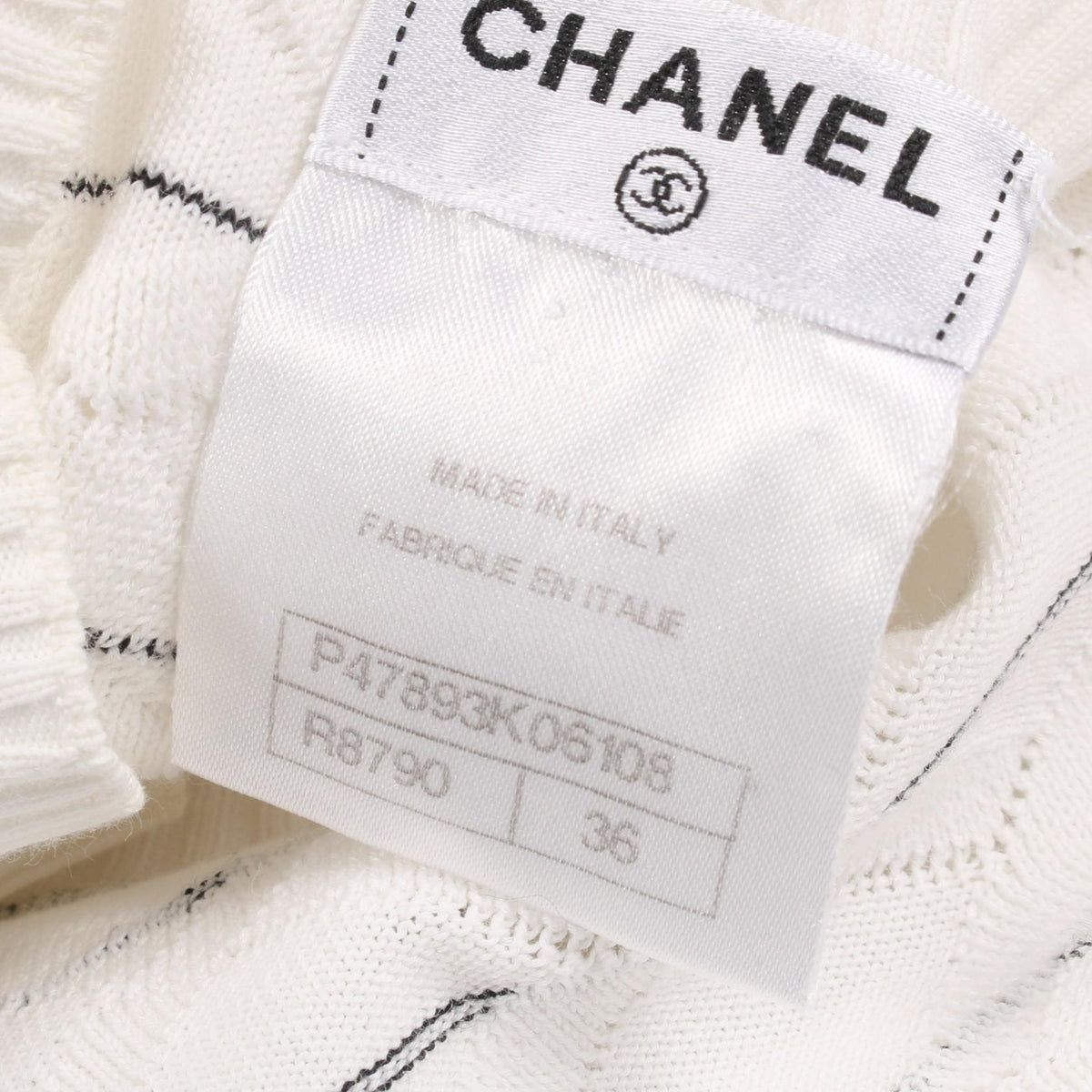 CHANEL Coco Mark Cotton Sweater White/Black Size 36