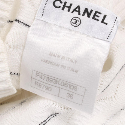 CHANEL Coco Mark Cotton Sweater White/Black Size 36