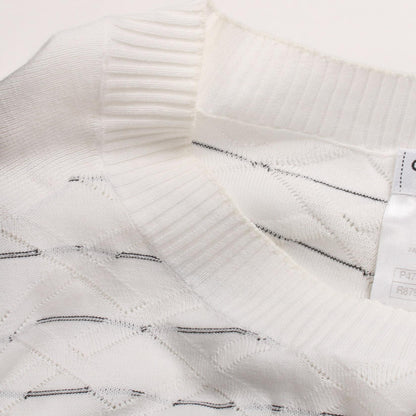 CHANEL Coco Mark Cotton Sweater White/Black Size 36