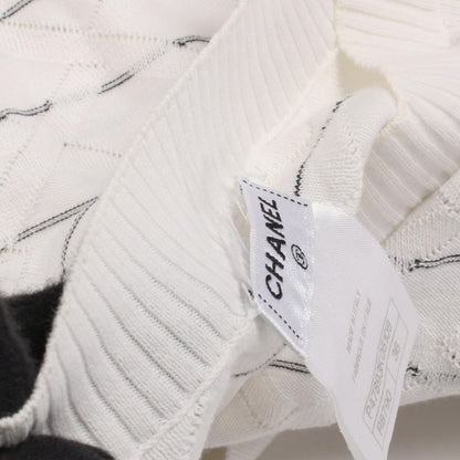 CHANEL Coco Mark Cotton Sweater White/Black Size 36