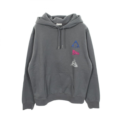 Dior Gray Cotton Back Print Fleece Lined Hoodie Size L