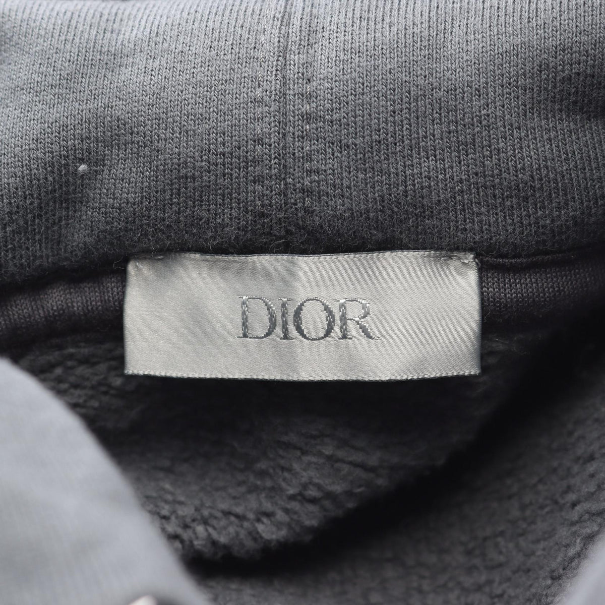Dior Gray Cotton Back Print Fleece Lined Hoodie Size L
