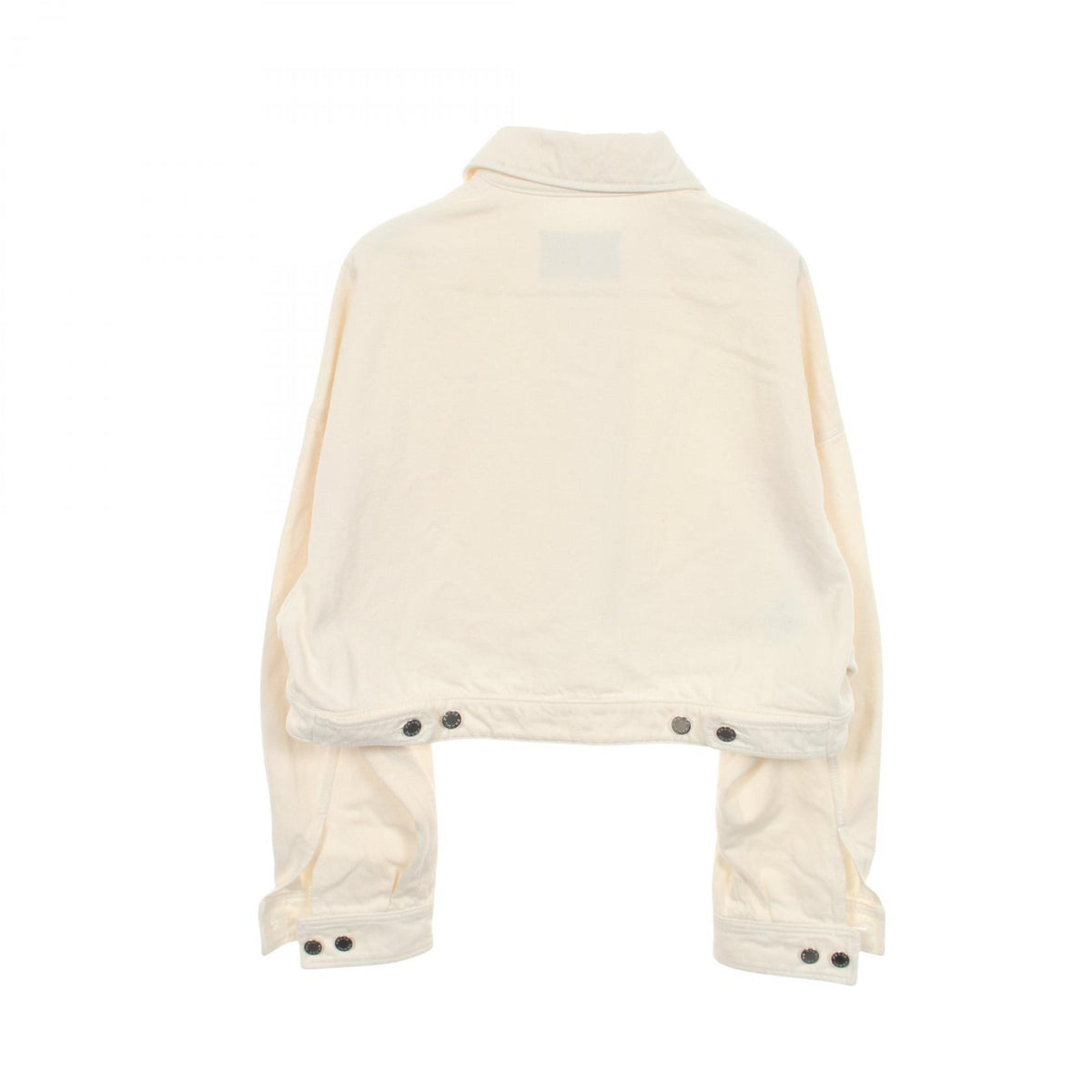PRADA Triangle Plate Cropped Zip Denim Jacket White Size 36